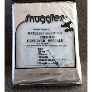 Vtg Snuggles King Waterbed Sheet Set 4Pc Premium Percale Cotton Blend NEW NOS